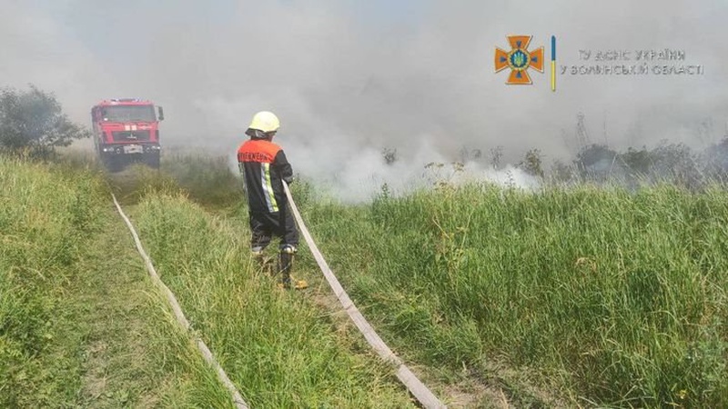 На Волині рятувальники ліквідували загоряння сухої трави