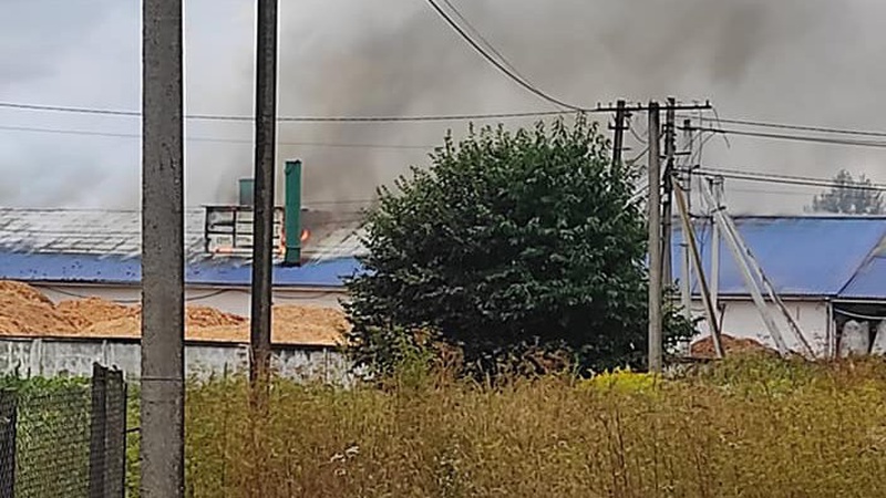 У Звірові загорівся пелетний завод. ФОТО. ВІДЕО