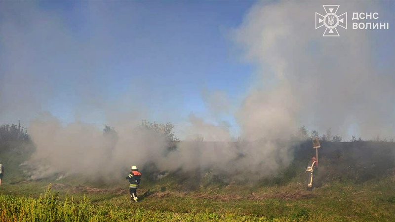 На Волині рятувальники ліквідували пожежу вздовж залізниці