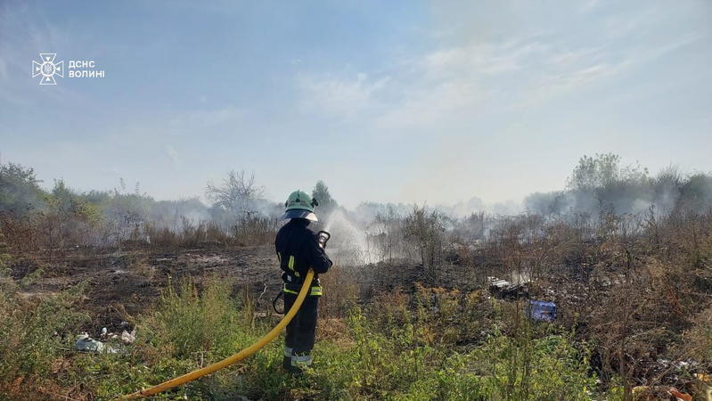 Волинські рятувальники за добу ліквідували 5 займання сухої трави та чагарників