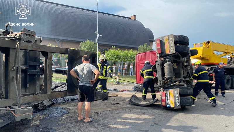 Водій не впорався з керуванням: поблизу Луцька перекинулась фура