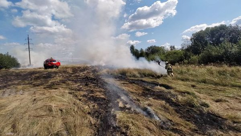 Волинські рятувальники ліквідували пожежу сухої трави. ФОТО
