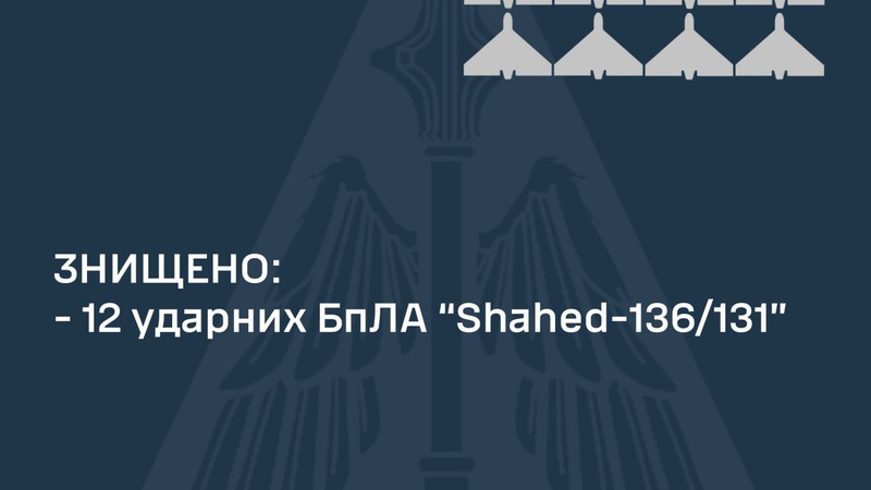 ЗСУ за ніч знищили 12 «шахедів»
