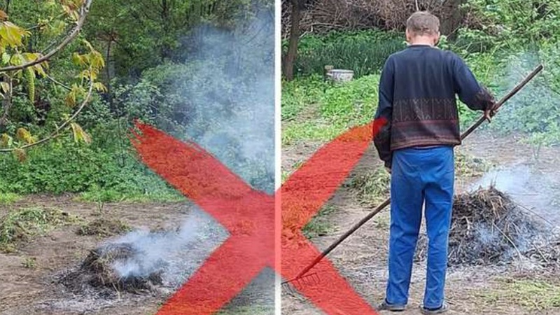 У Луцьку муніципали оштрафували чоловіка за спалювання сухої трави
